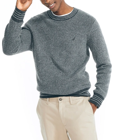 Nautica Men's Sustainably Crafted Jacquard Crewneck Sweater In Navy