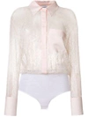 Dondup Sheer Lace Shirt In 510 Rosa