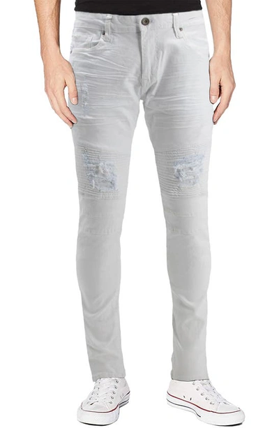 X-ray Rawx Distressed Moto Skinny Fit Jeans In White