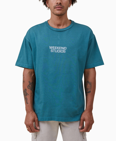 Cotton On Men's Heavy Weight Crew Neck T-shirt In Deep Sea