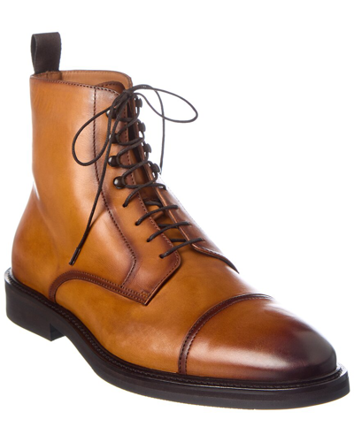 Antonio Maurizi Cap Toe Leather Boot In Brown