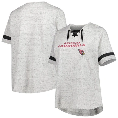 Profile Heather Gray Arizona Cardinals Plus Size Lace-up V-neck T-shirt