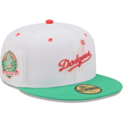 New Era Men's  White, Green Los Angeles Dodgers 50th Anniversary In Los Angeles Watermelon Lolli 59fi In White,green