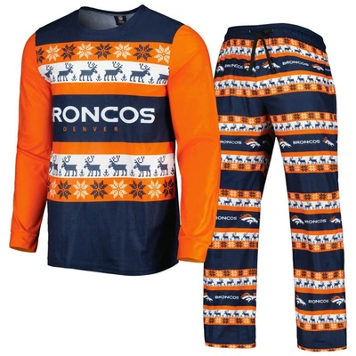 Foco Navy Denver Broncos Team Ugly Pajama Set