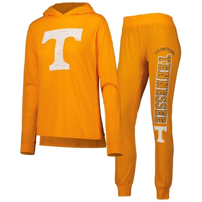 Concepts Sport Women's  Tennessee Orange Distressed Tennessee Volunteers Long Sleeve Hoodie T-shirt A