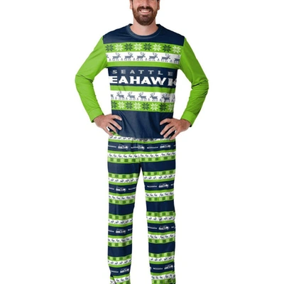 Foco College Navy Seattle Seahawks Team Ugly Pajama Set