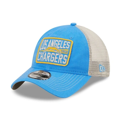 New Era Men's  Powder Blue, Natural Los Angeles Chargers Devoted Trucker 9twenty Snapback Hat In Powder Blue,natural