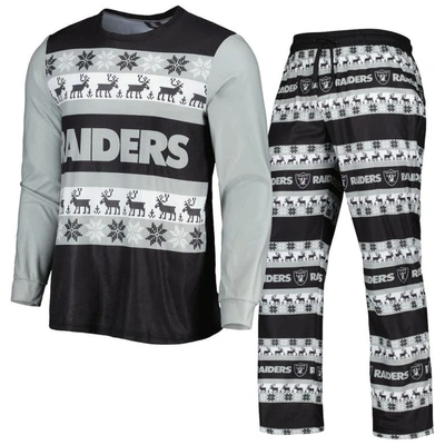 Foco Black Las Vegas Raiders Team Ugly Pajama Set