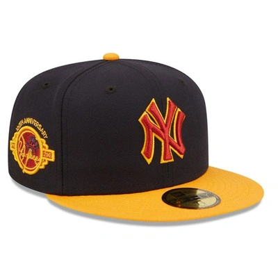 New Era Men's Navy, Gold New York Yankees Primary Logo 59fifty Fitted Hat In Navy,gold