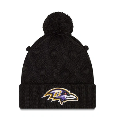 New Era Black Baltimore Ravens Toasty Cuffed Knit Hat With Pom