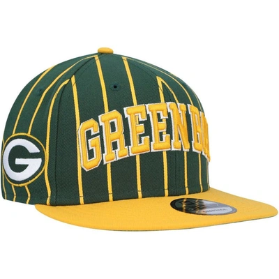 New Era Men's  Green, Gold Green Bay Packers Pinstripe City Arch 9fifty Snapback Hat In Green,gold
