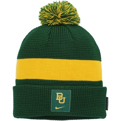 Nike Green Baylor Bears Sideline Team Cuffed Knit Hat With Pom