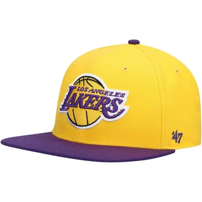 47 ' Gold/purple Los Angeles Lakers Two-tone No Shot Captain Snapback Hat