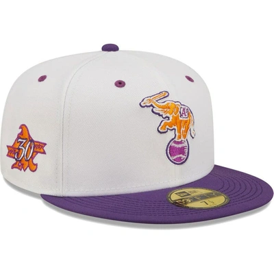 New Era Men's  White, Purple Oakland Athletics 30th Season Grape Lolli 59fifty Fitted Hat In White,purple