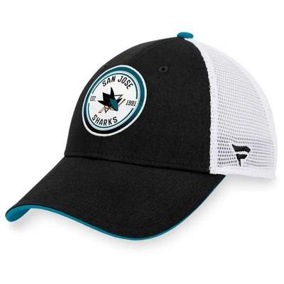 Fanatics Branded  Black/white San Jose Sharks Iconic Gradient Trucker Snapback Hat In Black,white