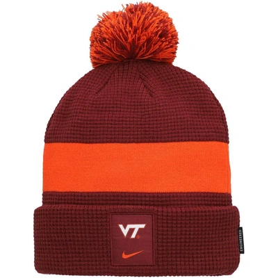 Nike Maroon Virginia Tech Hokies Sideline Team Cuffed Knit Hat With Pom