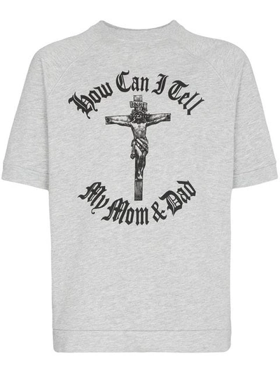 Willy Chavarria Orale Crucifix Print T In Grey