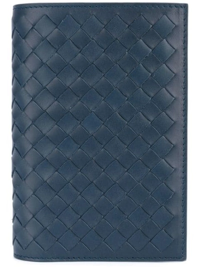 Bottega Veneta Denim Intrecciato Wallet In Blue