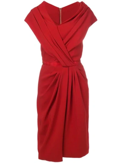 Vionnet Ruched Asymmetric Dress In Red