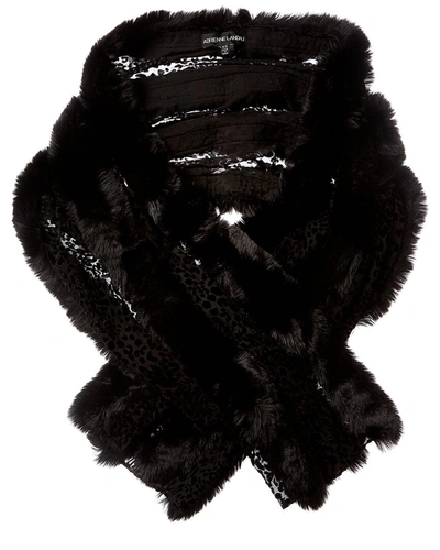 Adrienne Landau Velvet Silk Scarf In Black