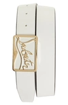 Christian Louboutin Ricky Leather Belt In Bianco Red Gold