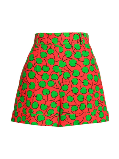 Moschino Cherry High-waisted Shorts In Multicolor