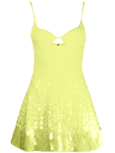 David Koma Sequined Cut-out Minidress In <p>yellow Gradient Paillettes Cami Mini Dress From  Featuring Mini Length, Thin Sleeves, A