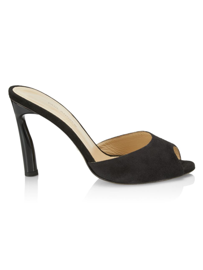 Paul Andrew Peep-toe Suede Mules In Black