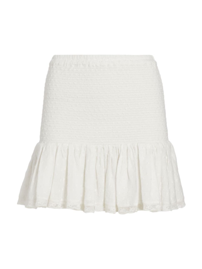 Loveshackfancy Milla Smocked Mini Skirt In White