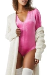 Free People Women's Don't You Wish Velvet Bodysuit In Pink Phenom