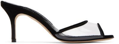 Manolo Blahnik Jadifa Clear Stiletto Mule Sandals In Black