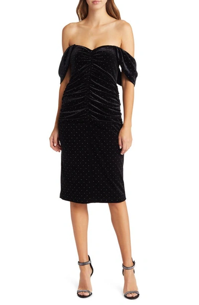 Black Halo Sampson Ruched Velvet Minidress In Posh