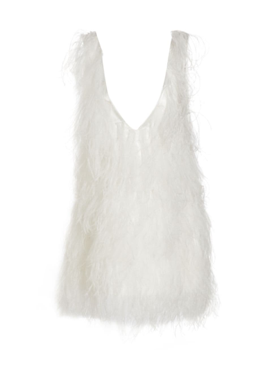 Lamarque Alena V-neck Feather Minidress In White