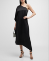 Alice And Olivia Tae Crystal Strap Midi-dress In Nero