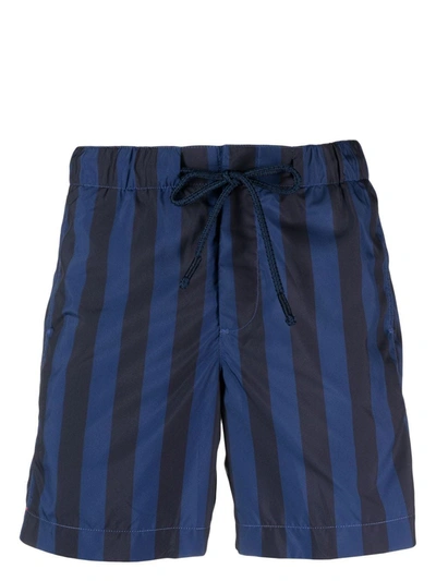 Orlebar Brown Bulldog Striped Drawstring Swim Shorts In Dark Sapphire