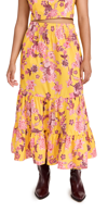 Cara Cara Chase Tiered Midi-skirt In Nippon Buttercup