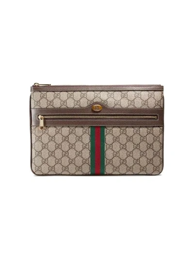 Gucci Ophidia Large Gg Supreme Pouch Clutch Bag In Beige