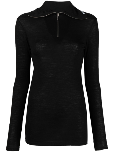 Jil Sander Logo-print Roll-neck Knitted Top In Black (black)