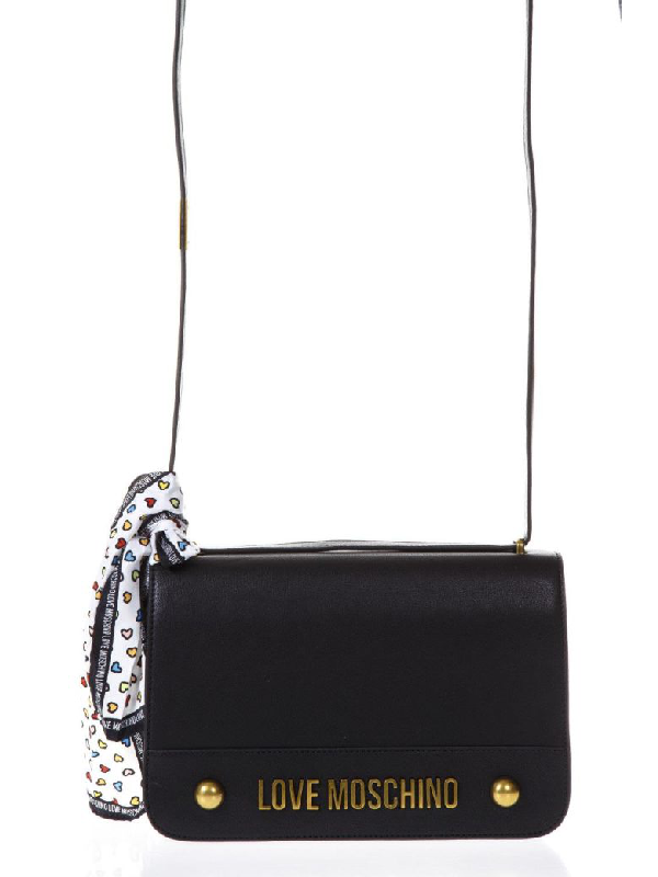 moschino black leather shoulder bag