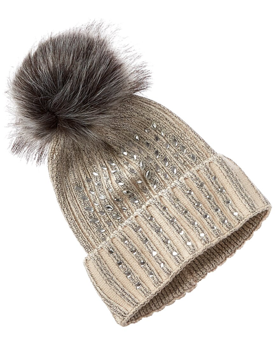 Adrienne Landau Pom Wool-blend Hat In Beige