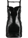 Courrèges Cut-out Glossy Mini Dress In Black