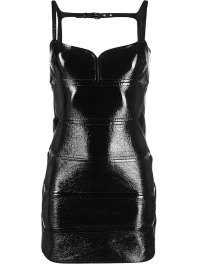 Courrèges Cut-out Glossy Mini Dress In Black