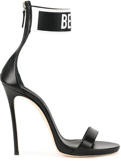 Dsquared2 120mm Be Cool Be Nice Leather Sandals In Black