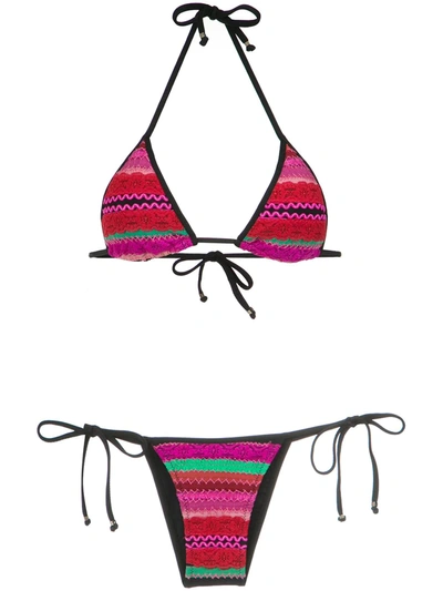 Amir Slama Panelled Triangle Bikini Set In Multicolour