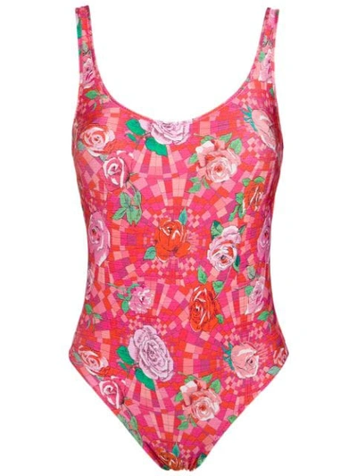 Amir Slama Floral Print Swimsuit In Pink