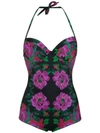 Amir Slama Floral Print Swimsuit In Preto