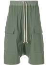 Rick Owens Drop-crotch Cargo Shorts - Green