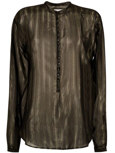 Saint Laurent Stripe-pattern Sheer Blouse In Black