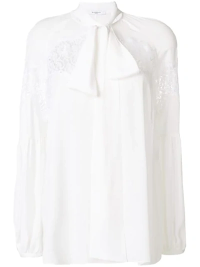 Givenchy Lace Panel Balloon Sleeve Blouse In White