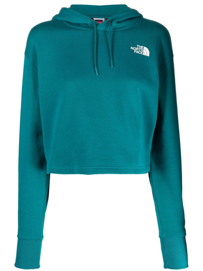 The North Face Cropped Drawstring Hoodie In Blue Coral